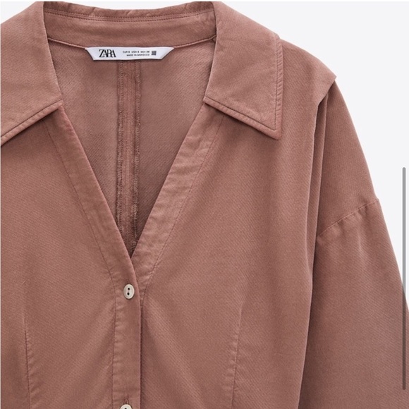 💋 ZARA Soft Velvet Burgundy Shirt Dress with Buttons. Size MD. Great Cond! - Picture 6 of 6